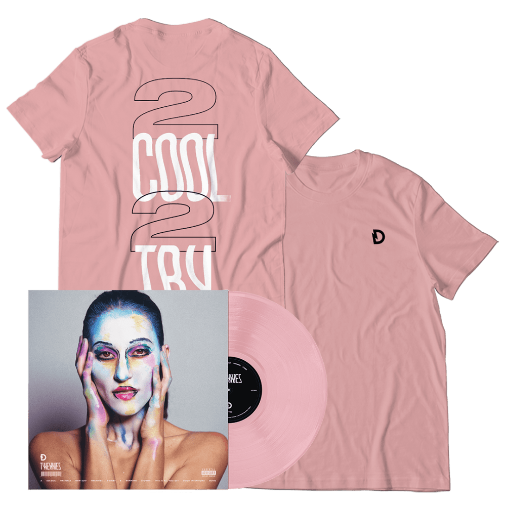 Dragonette - TWENNIES BABY PINK COLOUR VINYL W/ SIGNED POSTER "2 COOL 2 TRY" T-SHIRT BUNDLE