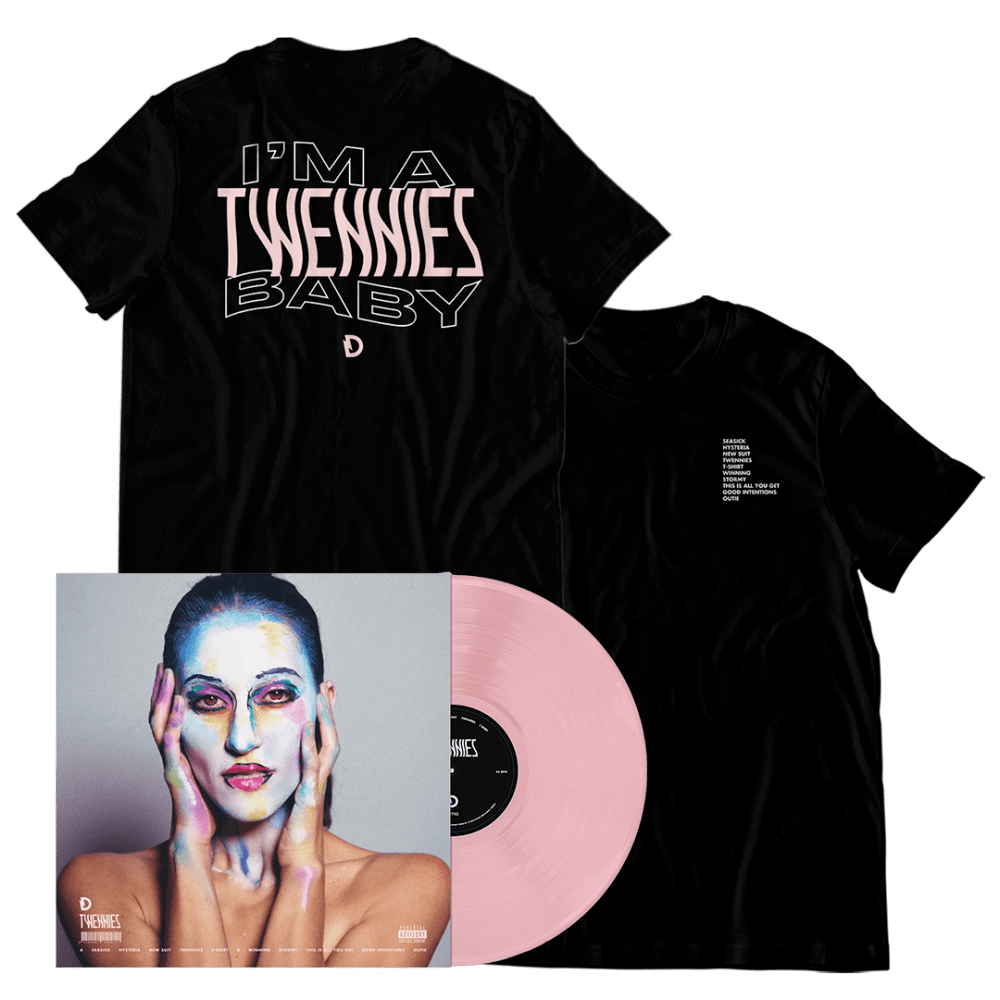 Dragonette - TWENNIES BABY PINK COLOUR VINYL W/ SIGNED POSTER "I'M A TWENNIES BABY" T-SHIRT BUNDLE