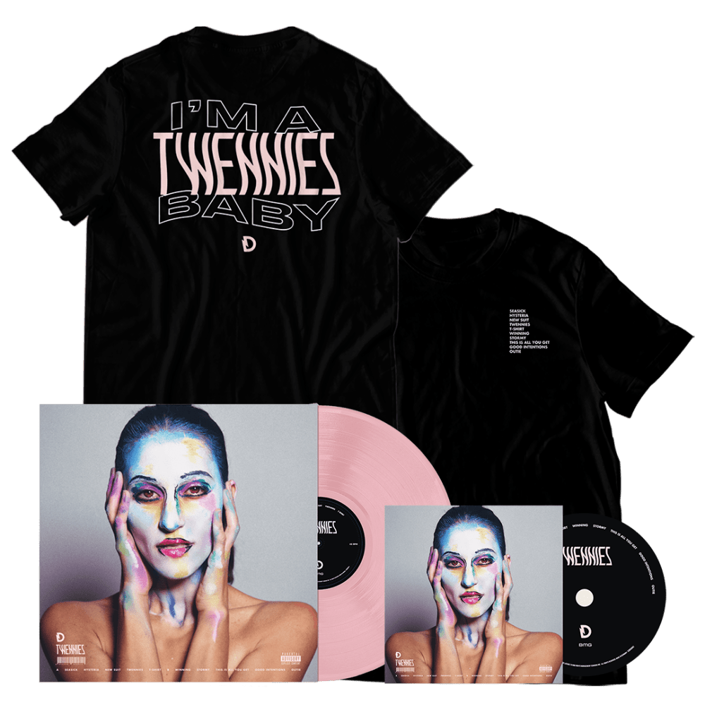 Dragonette - TWENNIES BABY PINK COLOUR VINYL W/ SIGNED POSTER CD  "I'M A TWENNIES BABY" T-SHIRT BUNDLE