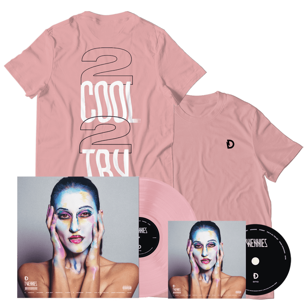 Dragonette - TWENNIES BABY PINK COLOUR VINYL W/ SIGNED POSTER CD  "2 COOL 2 TRY" T-SHIRT BUNDLE