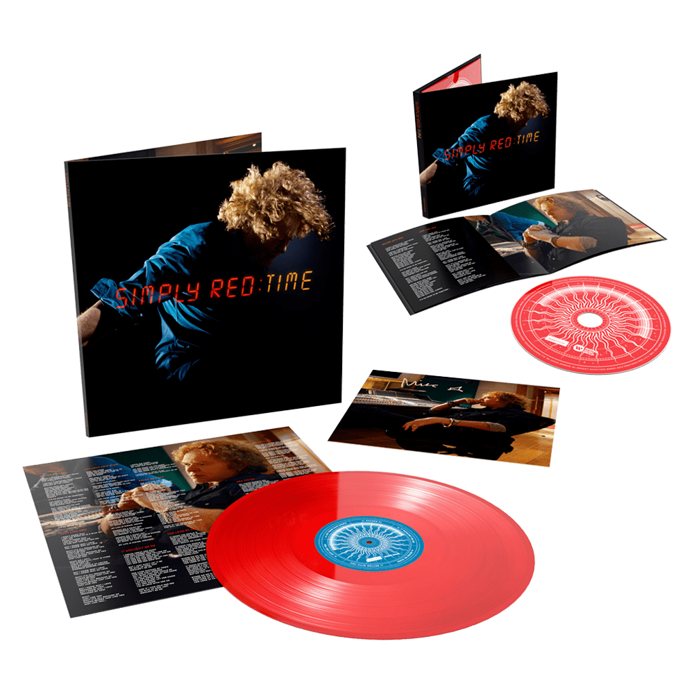 Simply Red - Time Exclusive Red Vinyl LP & Deluxe CD with Print Signed by Mick Hucknall