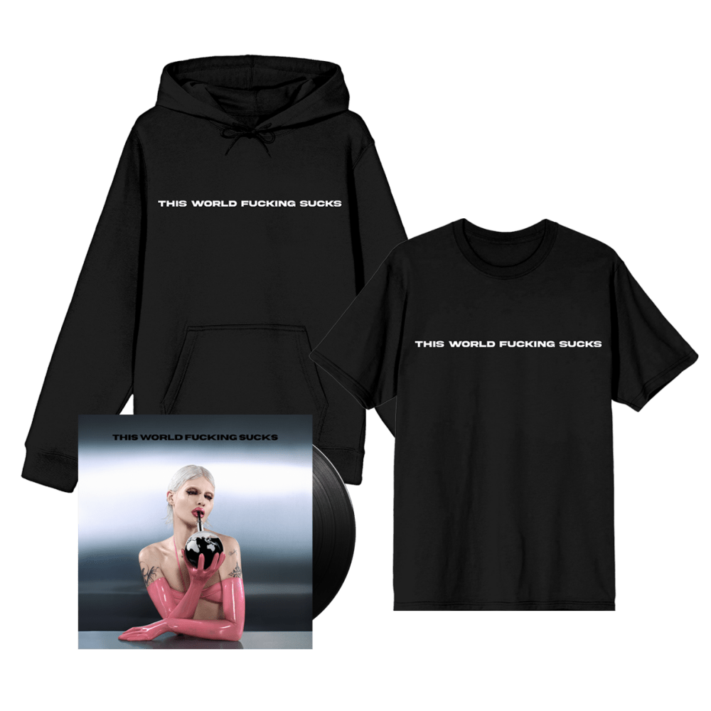 Cassyette - This World Fucking Sucks Black Vinyl T-Shirt Hoodie