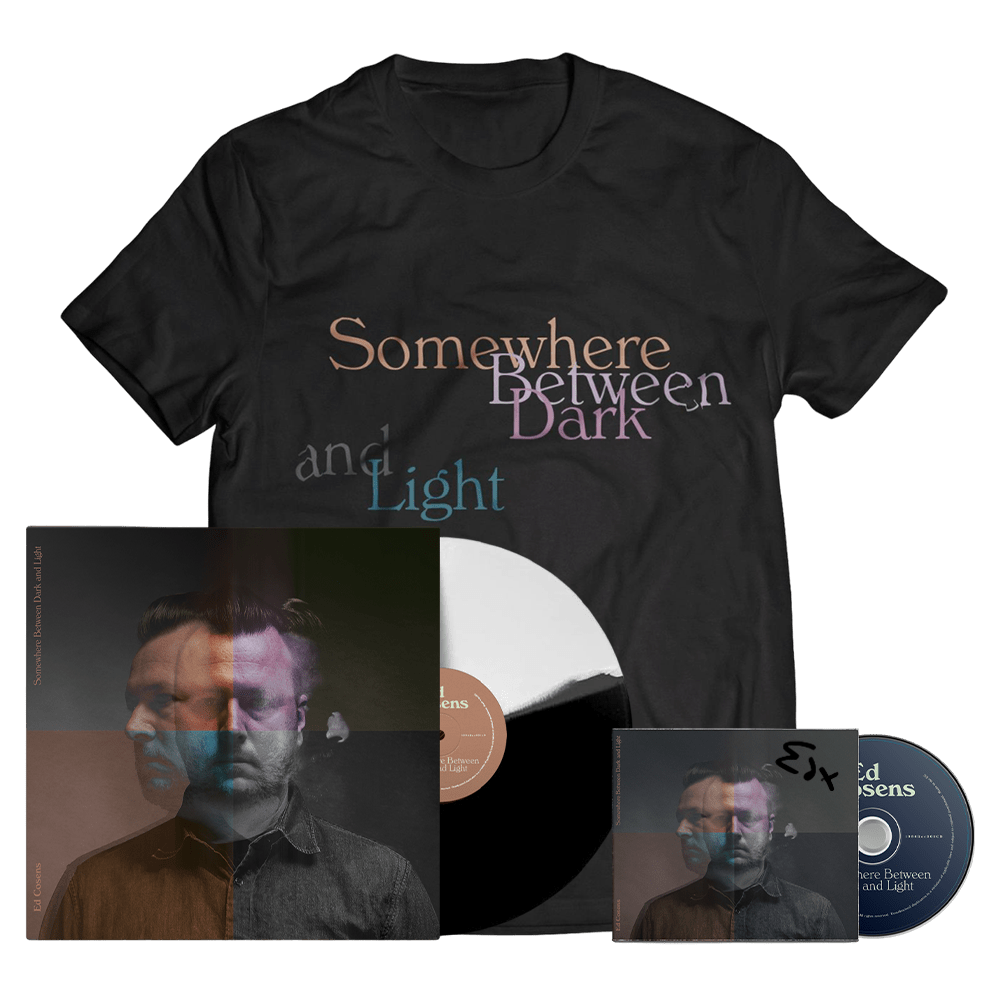 Ed Cosens - Somewhere Between Dark And Light T-Shirt Black / White Vinyl CD Signed