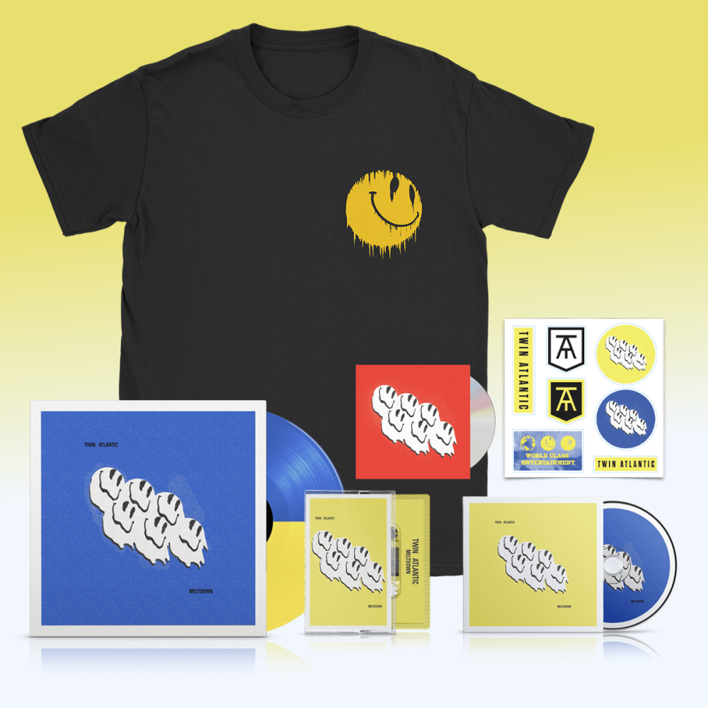 Twin Atlantic - Meltdown CD Signed Heavyweight Split Yellow Blue Vinyl Blue Cover Signed with Sticker Sheet Cassette T-Shirt [Inc Bonus CD]