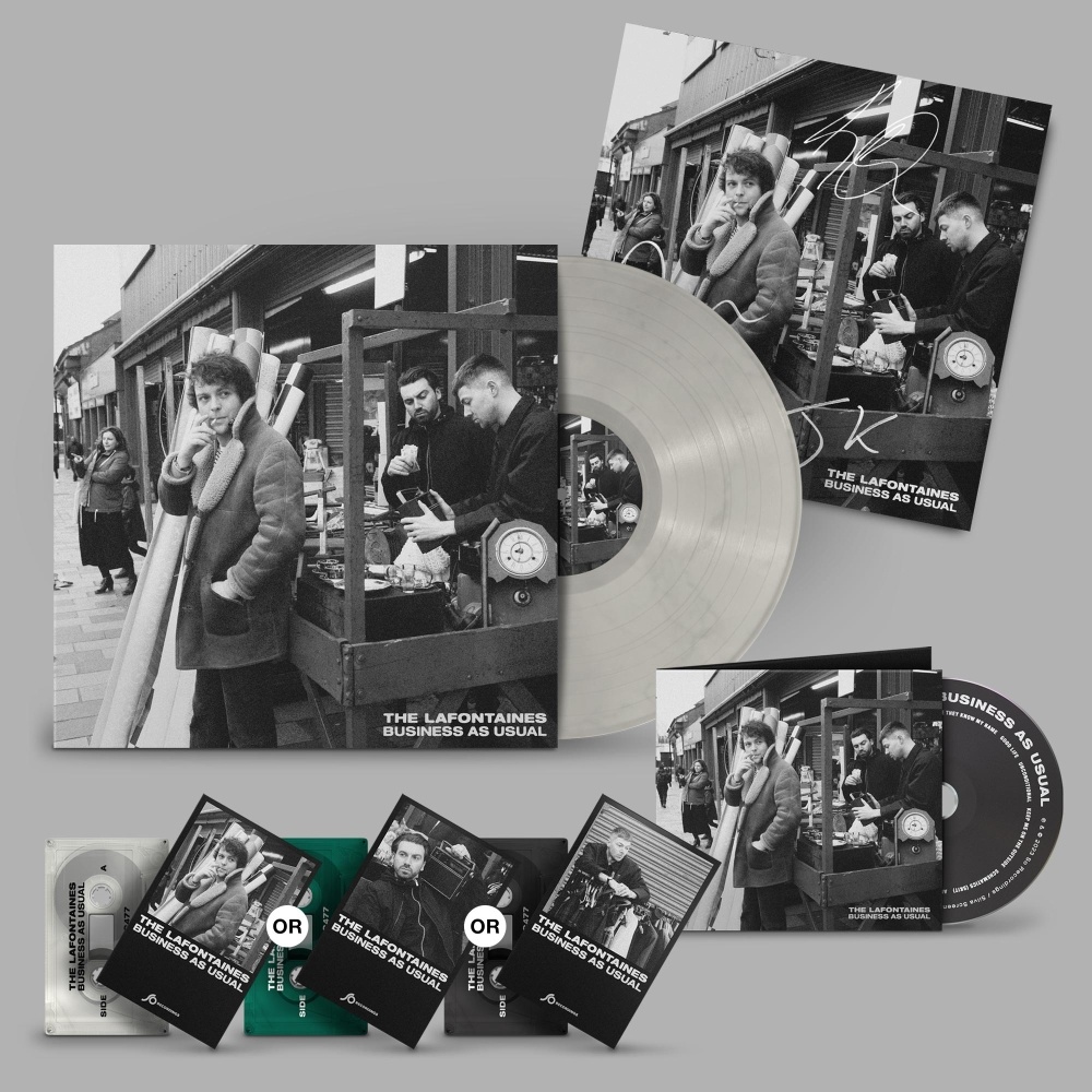 The LaFontaines - Business As Usual' Pearl White Vinyl, Choice of Cassette, CD Signed Print