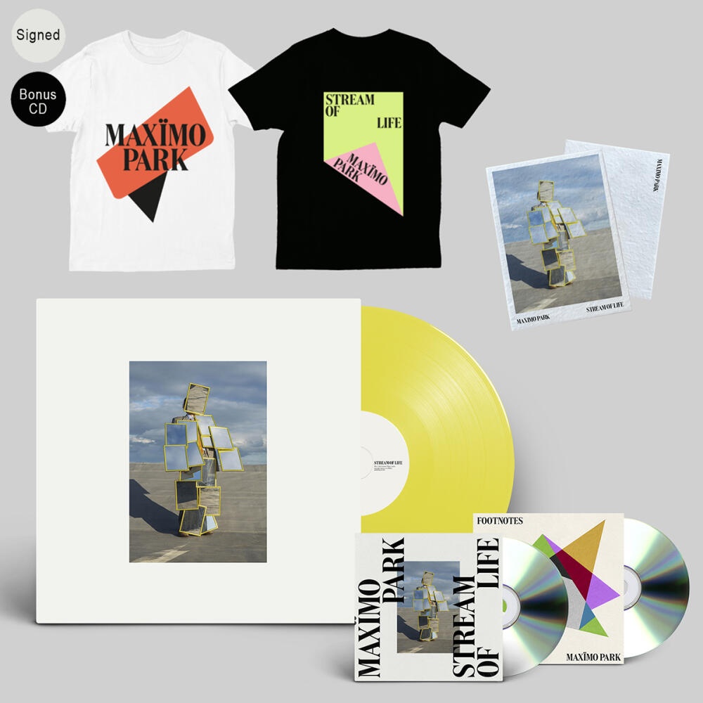 Maximo Park - Stream Of Life CD - Signed / Gatefold Lime Green Vinyl - Signed / Choice of T-Shirt Seedcard [Inc Bonus CD]