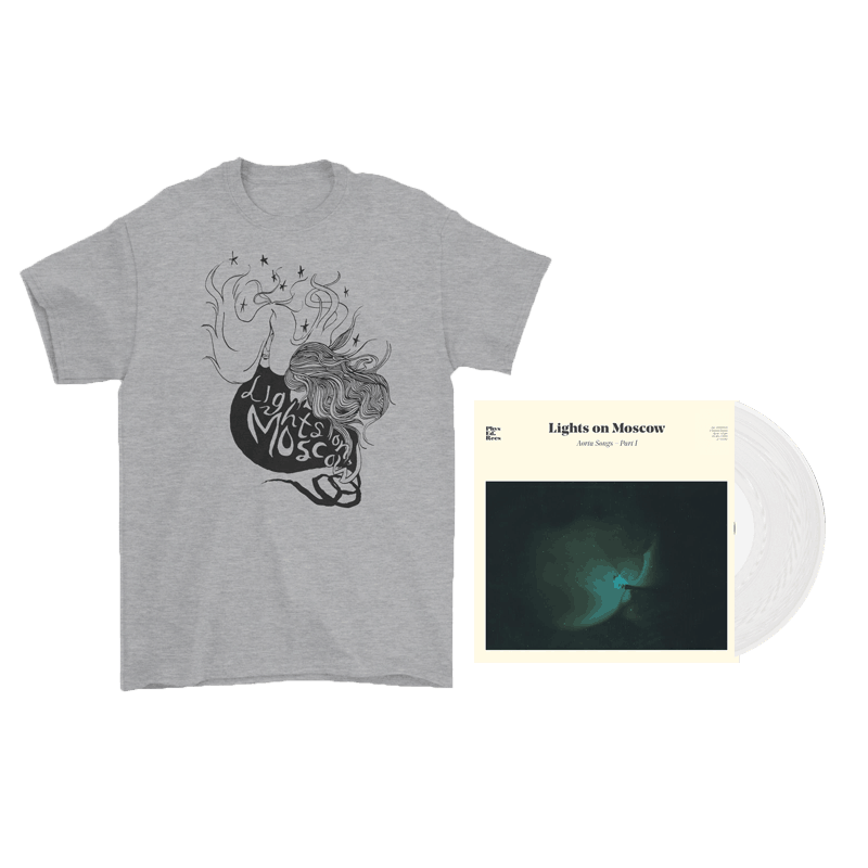 Lights On Moscow - Aorta Songs - Grey T-shirt & Clear heavyweight Vinyl Bundle Ltd