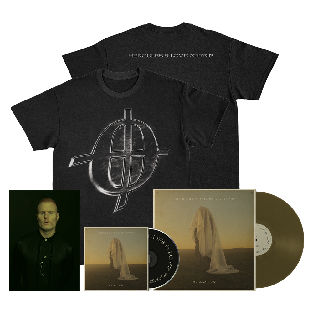 Hercules & Love Affair - In Amber CD Album Limited Edition Transparent Amber Double Vinyl Exclusive Coda Black T-Shirt Signed Print