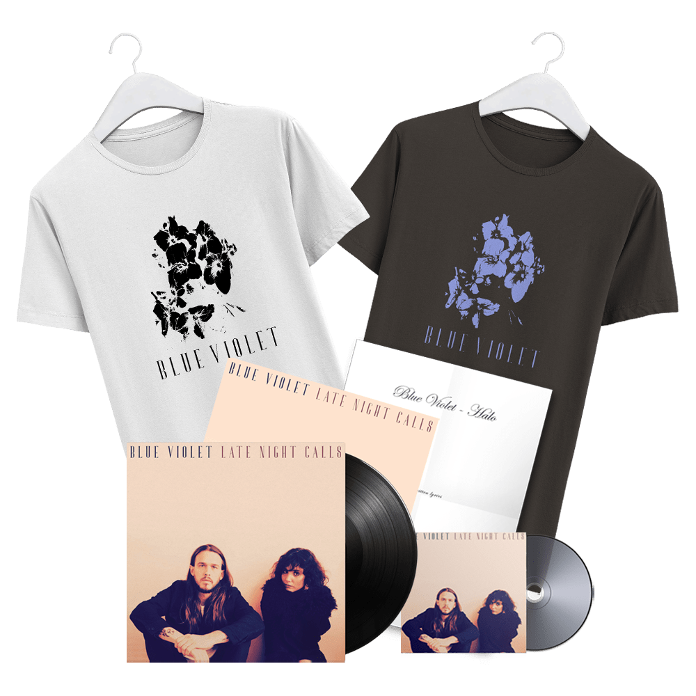 Blue Violet - Late Night Calls Heavyweight Vinyl & Signed Artwork Print, Signed CD, T-Shirt and Handwritten Lyric Print